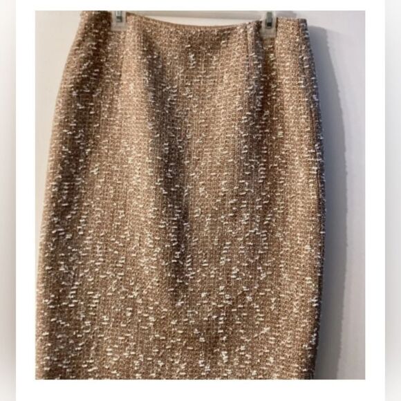 Escada Brown‎ White Tweed Pencil Skirt Classic Workwear Office Chic - Picture 4 of 8